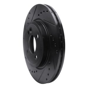 Mini Cooper Brake Rotor (1) - Front Left - R1 Concepts - Drilled & Slotted - Black - `02-`08